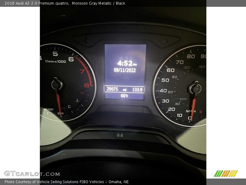 Monsoon Gray Metallic / Black 2018 Audi A3 2.0 Premium quattro