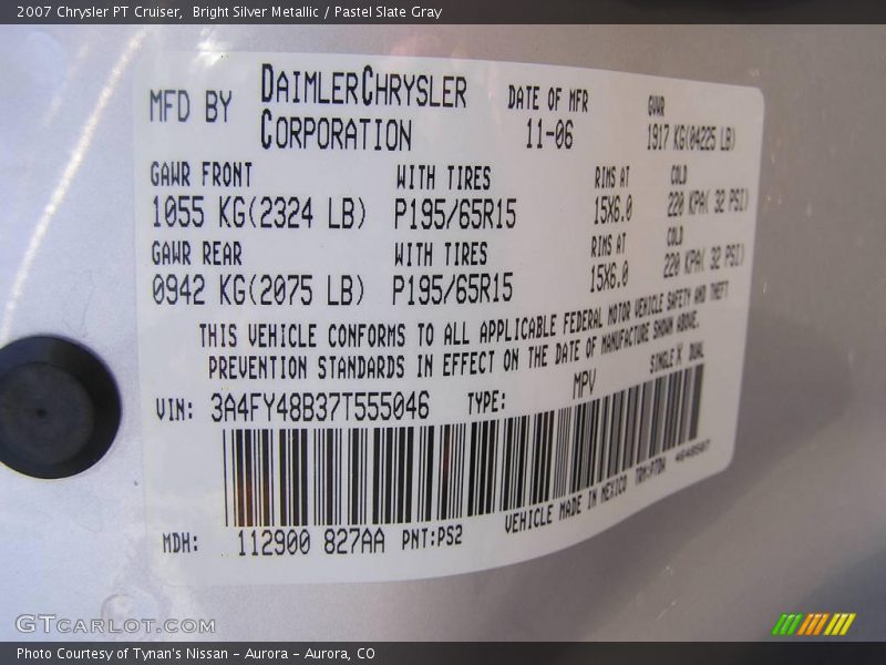 Bright Silver Metallic / Pastel Slate Gray 2007 Chrysler PT Cruiser