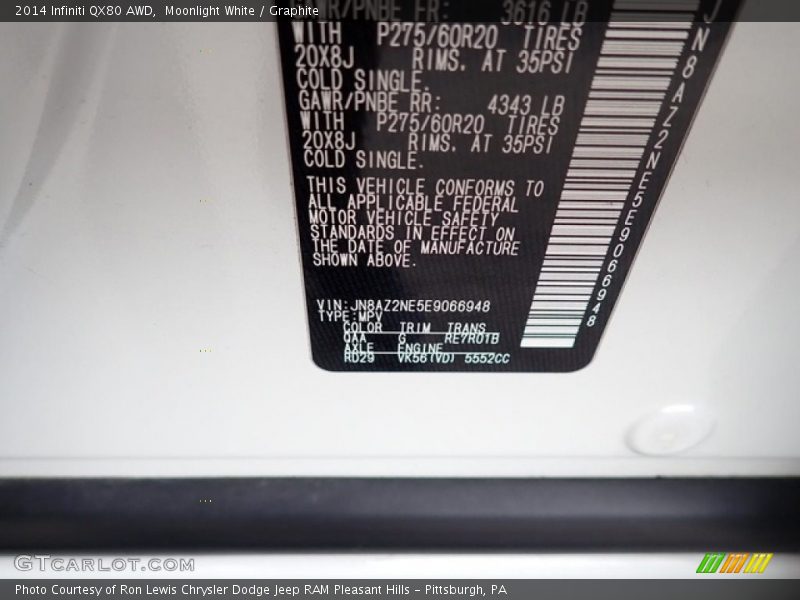Moonlight White / Graphite 2014 Infiniti QX80 AWD