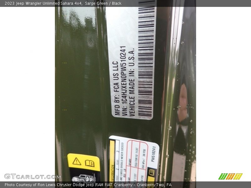 Sarge Green / Black 2023 Jeep Wrangler Unlimited Sahara 4x4
