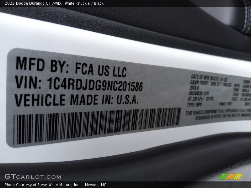 White Knuckle / Black 2022 Dodge Durango GT AWD