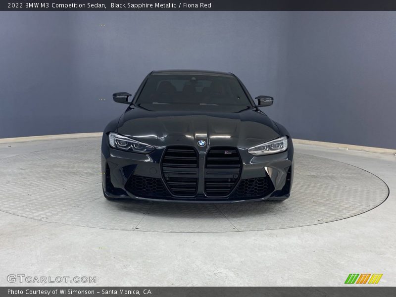 Black Sapphire Metallic / Fiona Red 2022 BMW M3 Competition Sedan