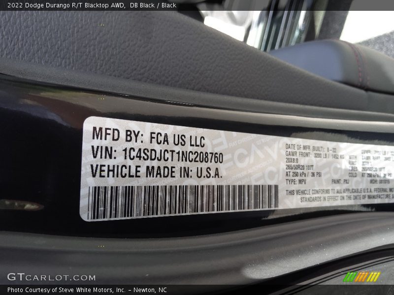 DB Black / Black 2022 Dodge Durango R/T Blacktop AWD