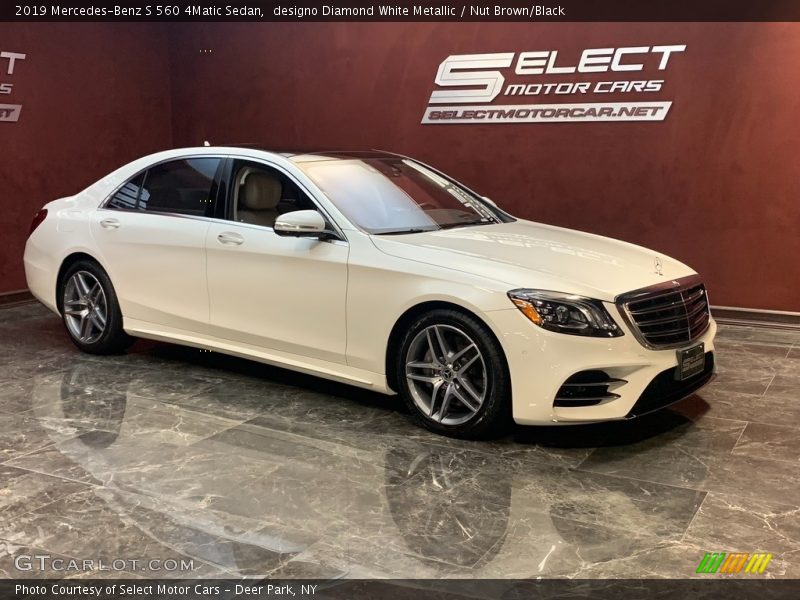 designo Diamond White Metallic / Nut Brown/Black 2019 Mercedes-Benz S 560 4Matic Sedan