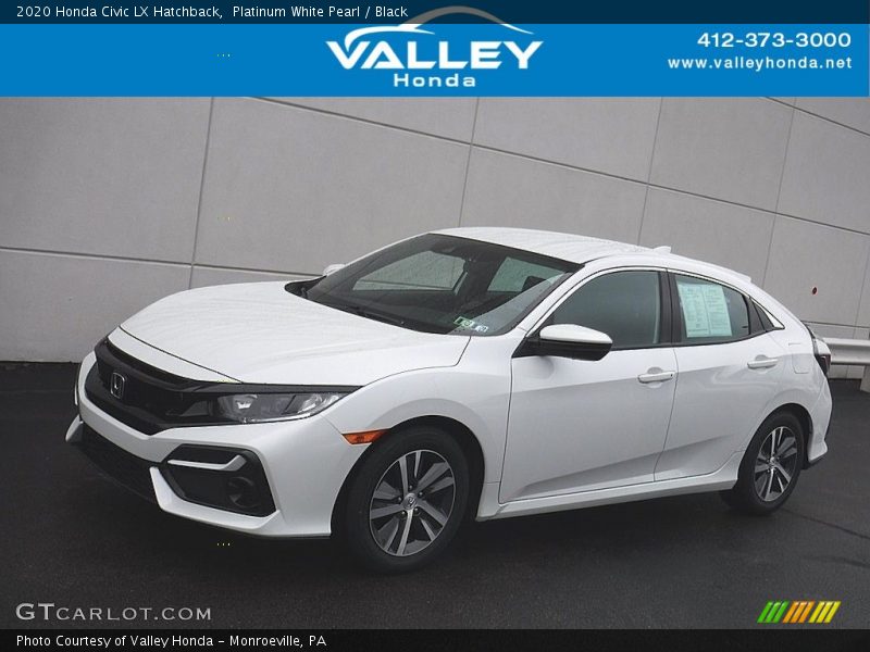 Platinum White Pearl / Black 2020 Honda Civic LX Hatchback