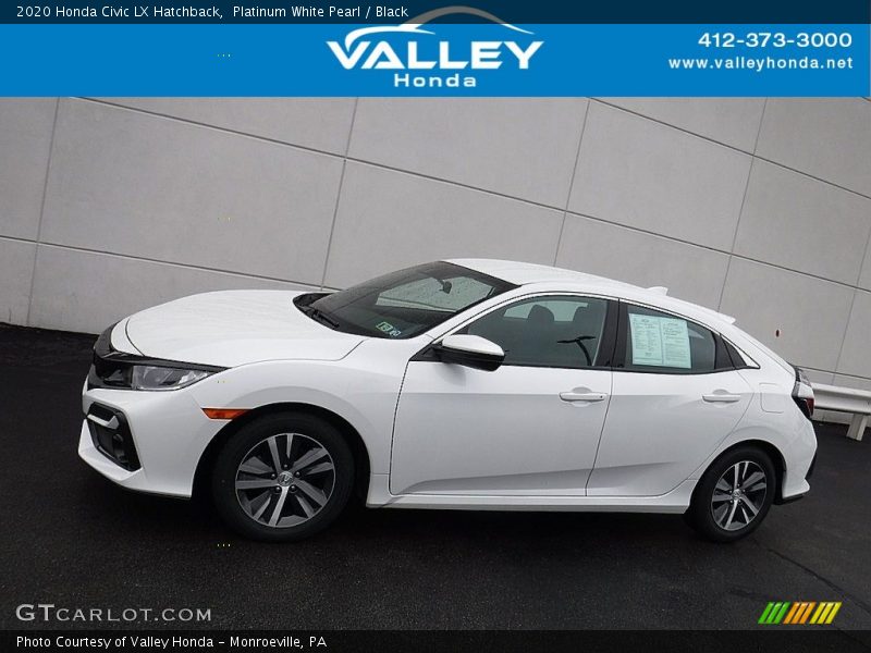 Platinum White Pearl / Black 2020 Honda Civic LX Hatchback