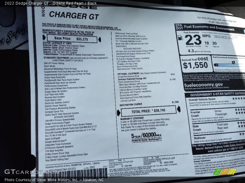 Octane Red Pearl / Black 2022 Dodge Charger GT