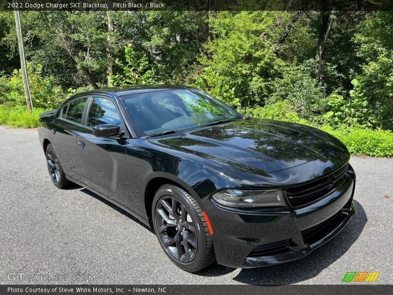 Front 3/4 View of 2022 Charger SXT Blacktop