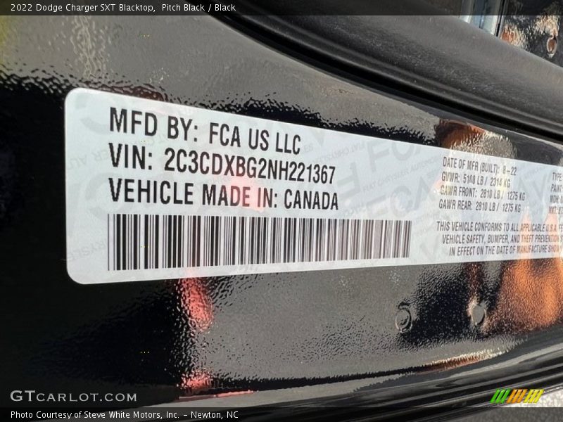Pitch Black / Black 2022 Dodge Charger SXT Blacktop