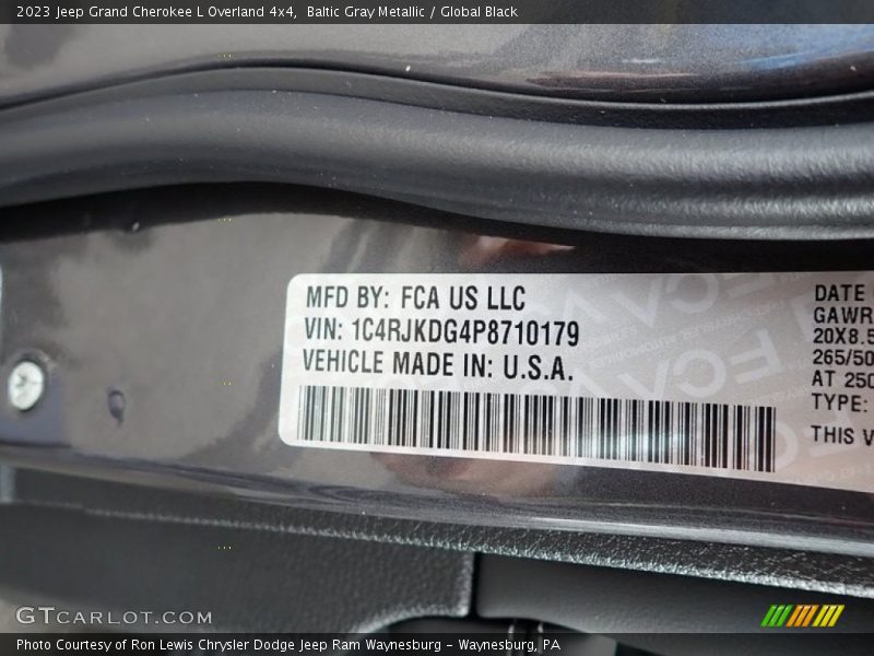 Baltic Gray Metallic / Global Black 2023 Jeep Grand Cherokee L Overland 4x4