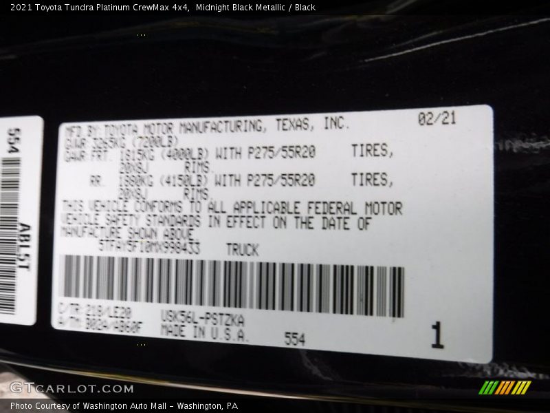 Midnight Black Metallic / Black 2021 Toyota Tundra Platinum CrewMax 4x4