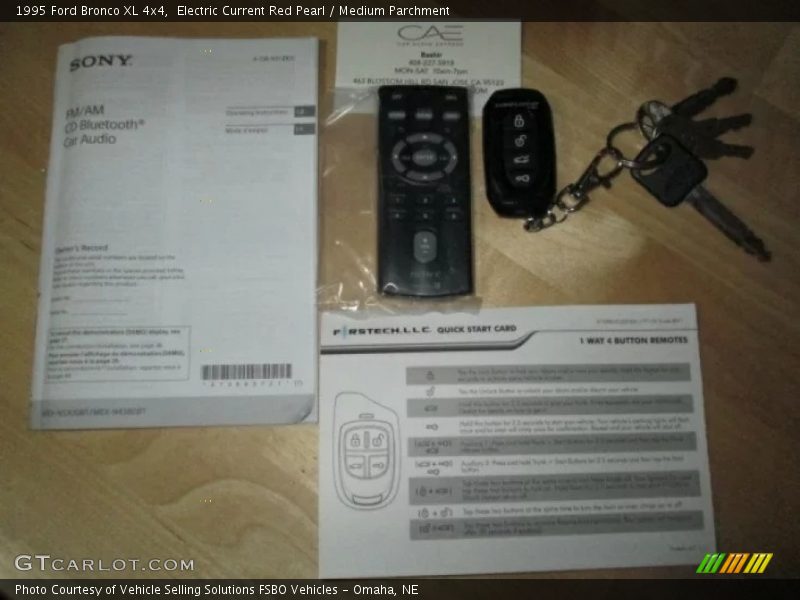 Electric Current Red Pearl / Medium Parchment 1995 Ford Bronco XL 4x4