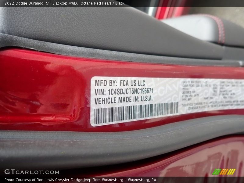 Octane Red Pearl / Black 2022 Dodge Durango R/T Blacktop AWD