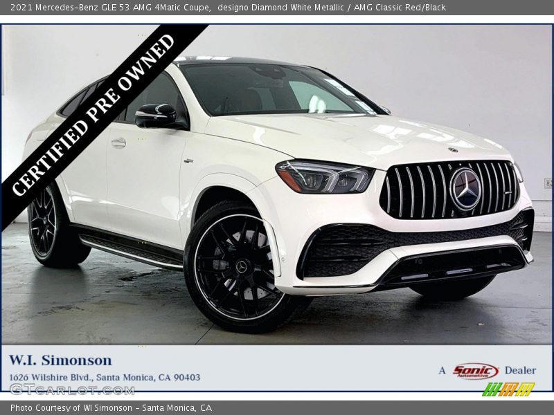 designo Diamond White Metallic / AMG Classic Red/Black 2021 Mercedes-Benz GLE 53 AMG 4Matic Coupe