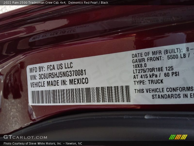 Delmonico Red Pearl / Black 2022 Ram 2500 Tradesman Crew Cab 4x4