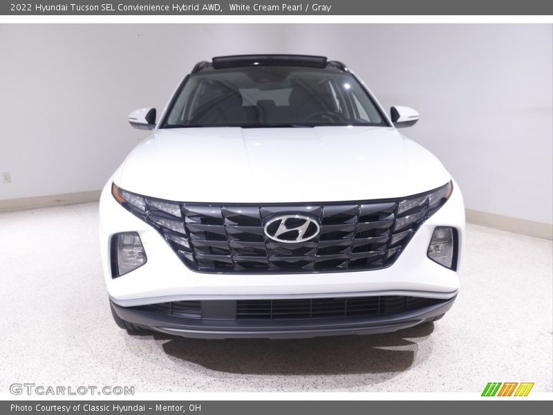 White Cream Pearl / Gray 2022 Hyundai Tucson SEL Convienience Hybrid AWD