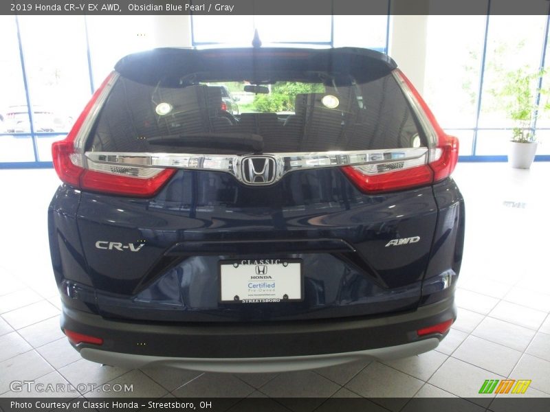 Obsidian Blue Pearl / Gray 2019 Honda CR-V EX AWD