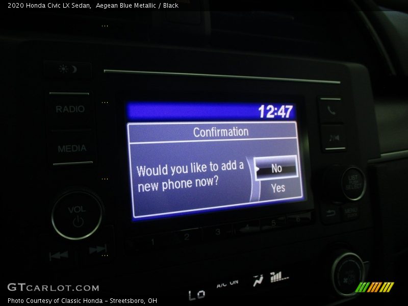 Aegean Blue Metallic / Black 2020 Honda Civic LX Sedan