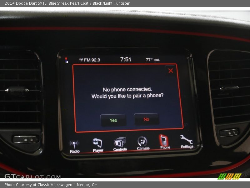 Blue Streak Pearl Coat / Black/Light Tungsten 2014 Dodge Dart SXT