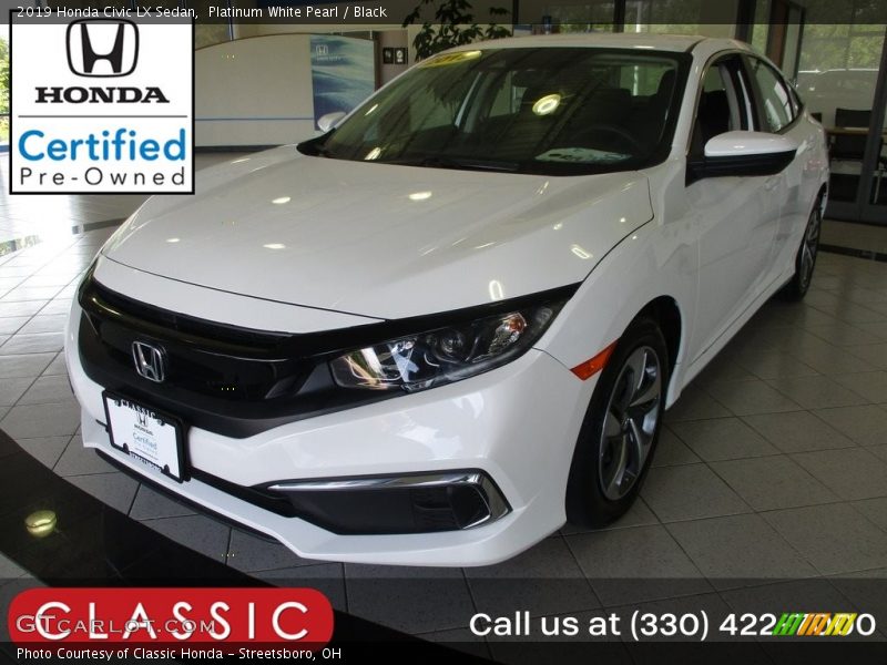 Platinum White Pearl / Black 2019 Honda Civic LX Sedan