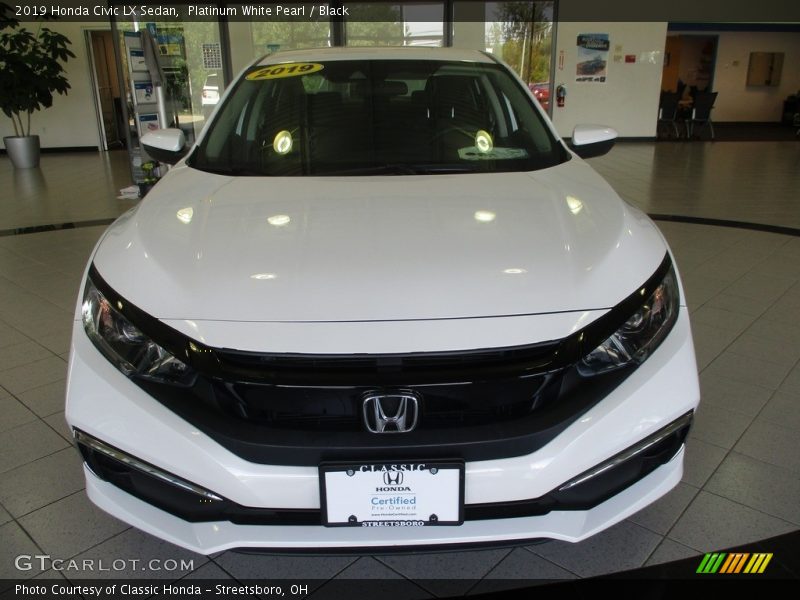 Platinum White Pearl / Black 2019 Honda Civic LX Sedan