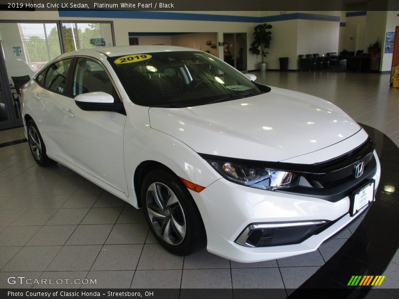 Platinum White Pearl / Black 2019 Honda Civic LX Sedan