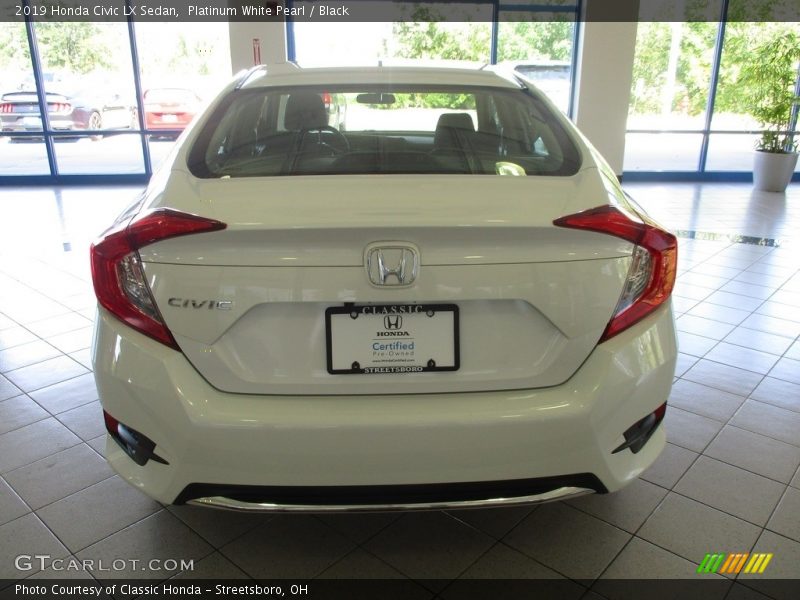 Platinum White Pearl / Black 2019 Honda Civic LX Sedan