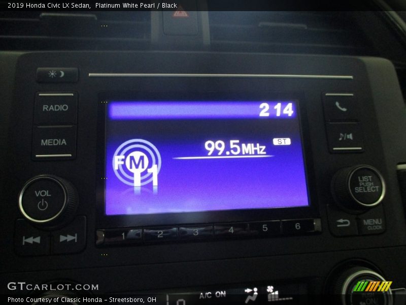 Platinum White Pearl / Black 2019 Honda Civic LX Sedan