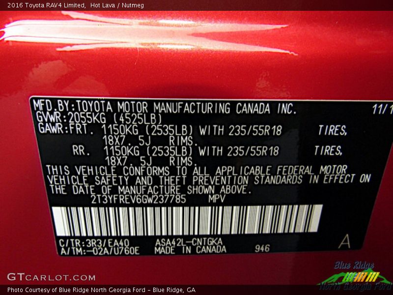 Hot Lava / Nutmeg 2016 Toyota RAV4 Limited