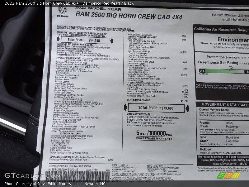 Delmonico Red Pearl / Black 2022 Ram 2500 Big Horn Crew Cab 4x4
