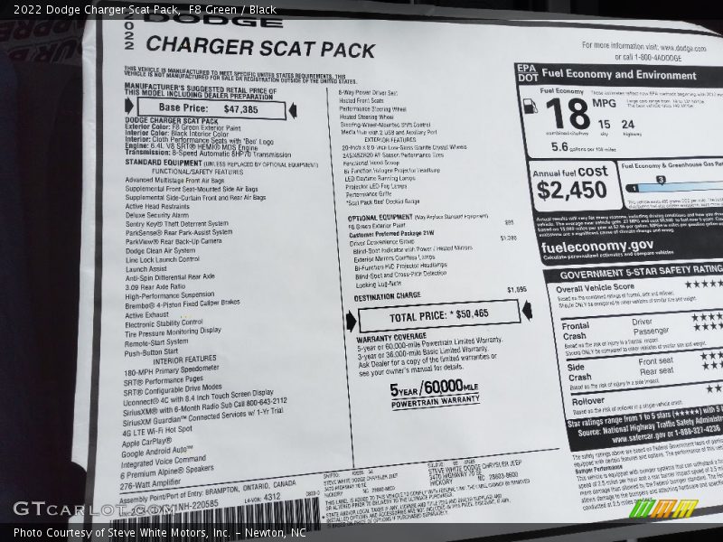 F8 Green / Black 2022 Dodge Charger Scat Pack