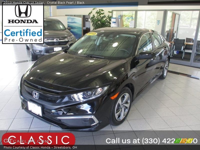 Crystal Black Pearl / Black 2019 Honda Civic LX Sedan