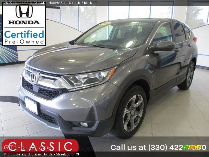 Modern Steel Metallic / Black 2019 Honda CR-V EX AWD