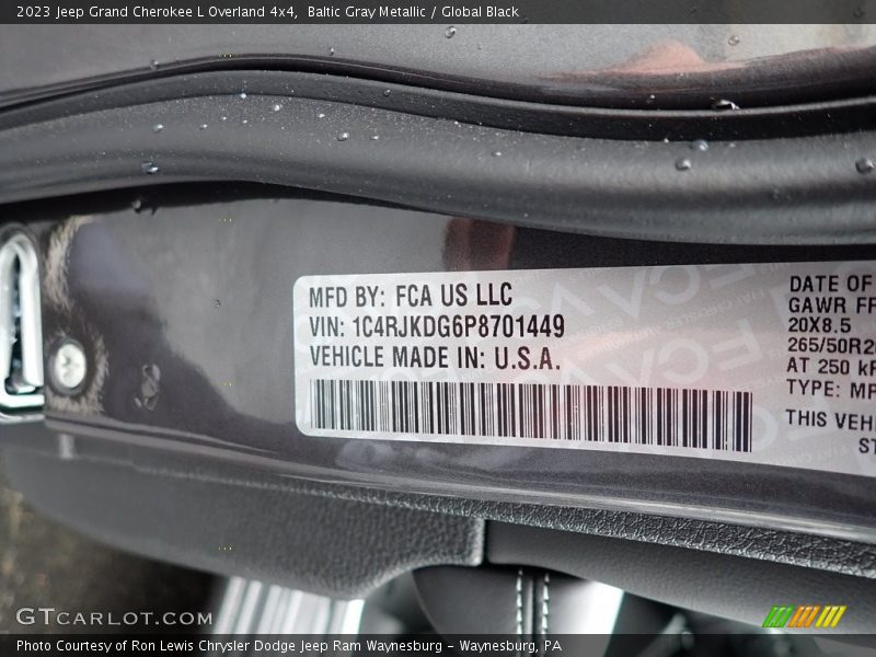 Baltic Gray Metallic / Global Black 2023 Jeep Grand Cherokee L Overland 4x4