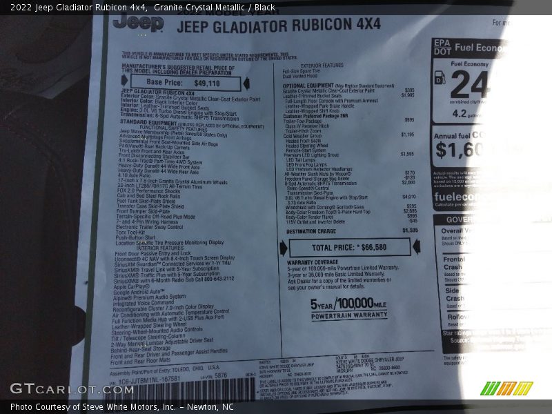 Granite Crystal Metallic / Black 2022 Jeep Gladiator Rubicon 4x4