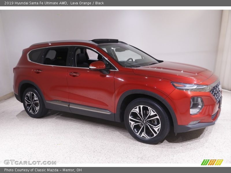 Lava Orange / Black 2019 Hyundai Santa Fe Ultimate AWD