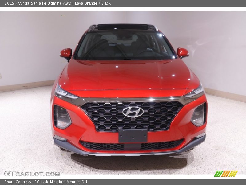 Lava Orange / Black 2019 Hyundai Santa Fe Ultimate AWD