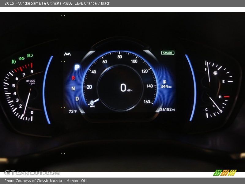 Lava Orange / Black 2019 Hyundai Santa Fe Ultimate AWD