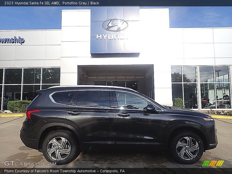 Portofino Gray / Black 2023 Hyundai Santa Fe SEL AWD
