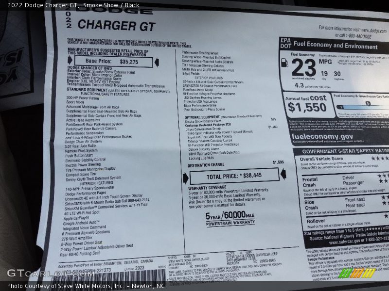 Smoke Show / Black 2022 Dodge Charger GT