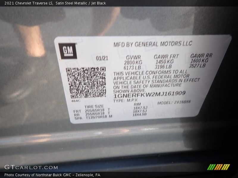 Satin Steel Metallic / Jet Black 2021 Chevrolet Traverse LS