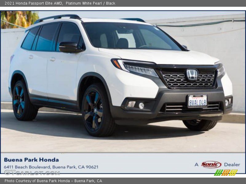 Platinum White Pearl / Black 2021 Honda Passport Elite AWD
