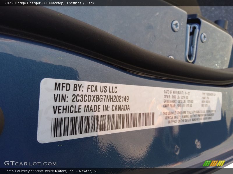 Frostbite / Black 2022 Dodge Charger SXT Blacktop