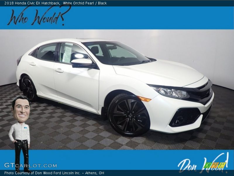 White Orchid Pearl / Black 2018 Honda Civic EX Hatchback