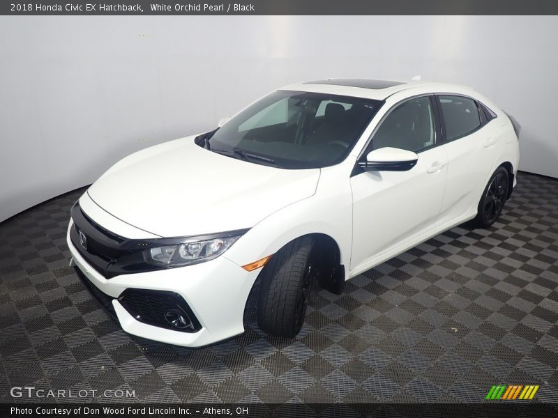White Orchid Pearl / Black 2018 Honda Civic EX Hatchback