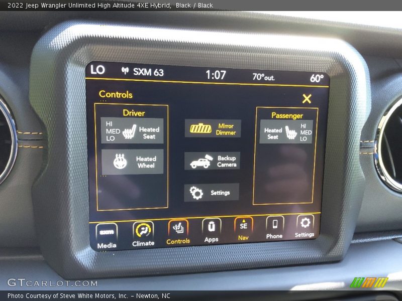 Controls of 2022 Wrangler Unlimited High Altitude 4XE Hybrid