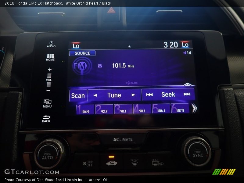 White Orchid Pearl / Black 2018 Honda Civic EX Hatchback