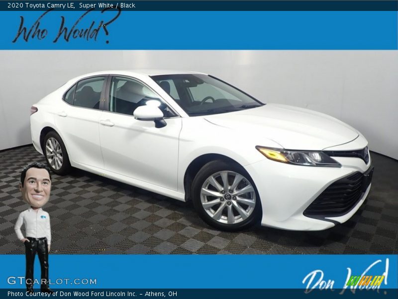 Super White / Black 2020 Toyota Camry LE