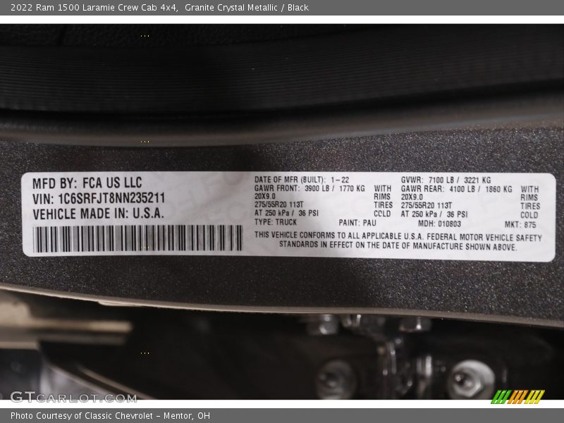 Granite Crystal Metallic / Black 2022 Ram 1500 Laramie Crew Cab 4x4