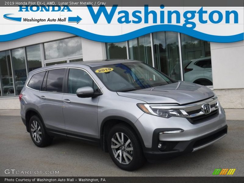 Lunar Silver Metallic / Gray 2019 Honda Pilot EX-L AWD